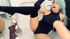 Hot Elizabeth liones - Double Blowjob Cosplay Cooky added to Ahegao prospect - Cosplay Cooky Chupando Gostoso 2 Dildos - Internal cumshot